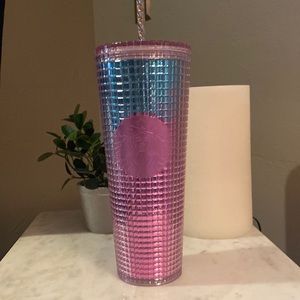 Starbucks Summer 2021 Teal & Pink Grid Cup